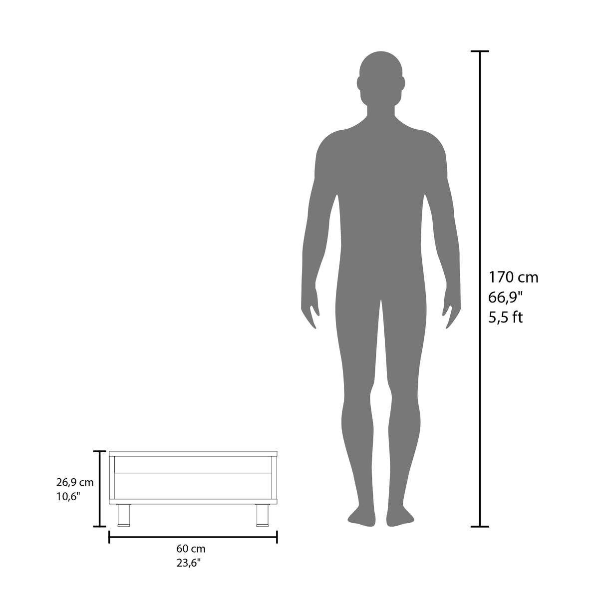 Mesa de Centro Eclipse Blanco 60x26.9cm Rectangular con Patas y con Compartimiento - MESAS DE CENTRO | Bylmo