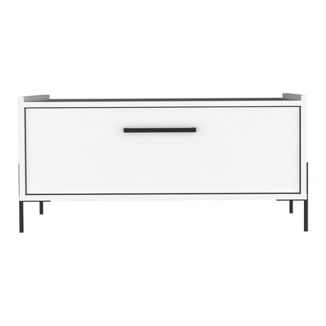 Mesa de Centro Shanghai Blanco 84.2x39.5cm Rectangular con Patas y con Compartimiento - MESAS DE CENTRO | Bylmo