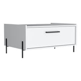 Mesa de Centro Shanghai Blanco 84.2x39.5cm Rectangular con Patas y con Compartimiento - MESAS DE CENTRO | Bylmo