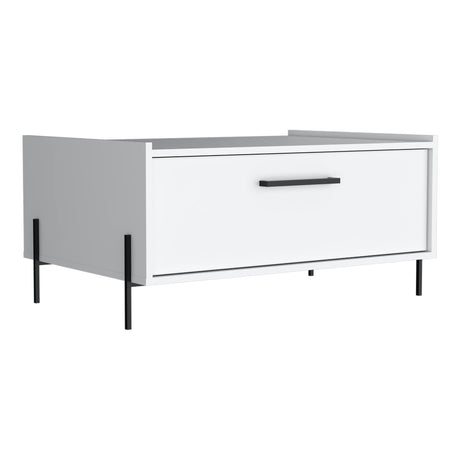 Mesa de Centro Shanghai Blanco 84.2x39.5cm Rectangular con Patas y con Compartimiento - MESAS DE CENTRO | Bylmo