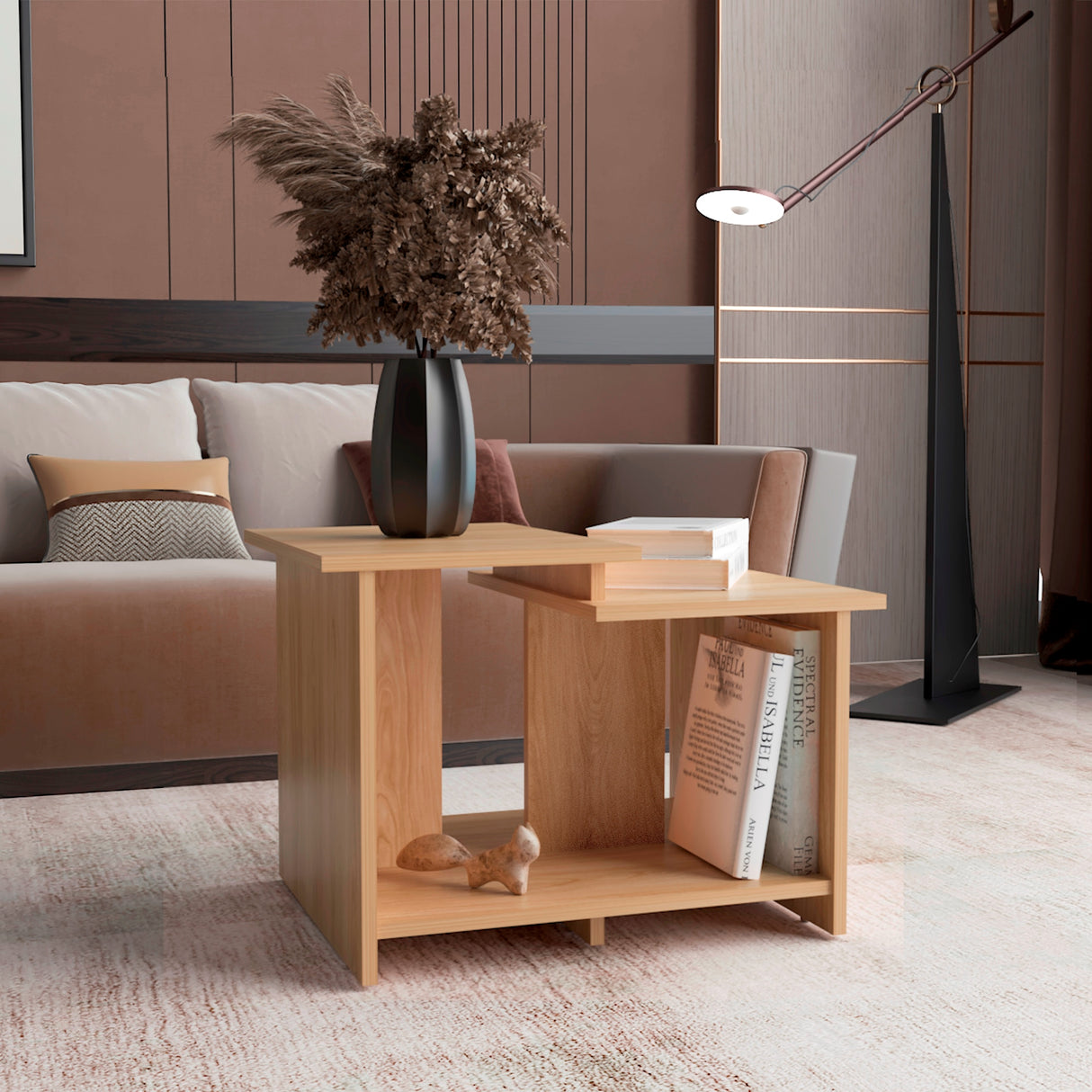 Mesa de Centro Wema 3 Eco Fresno 60x42.2cm Rectangular con Compartimiento - MESAS DE CENTRO | Bylmo