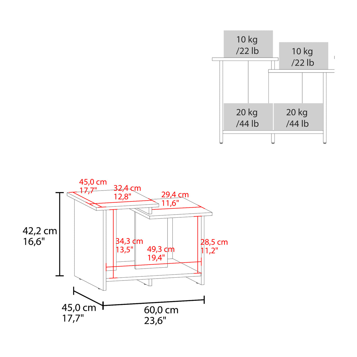 Mesa de Centro Wema 3 Eco Fresno 60x42.2cm Rectangular con Compartimiento - MESAS DE CENTRO | Bylmo