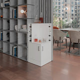 Bar Esquinero Jakes Blanco 46.9x108cm con Ocho Portabotellas y Cuatro Compartimientos - BARES | Bylmo