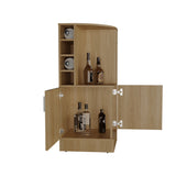 Bar Esquinero Jakes Fresno Europeo 46.9x108cm con Ocho Portabotellas y Cuatro Compartimientos - BARES | Bylmo