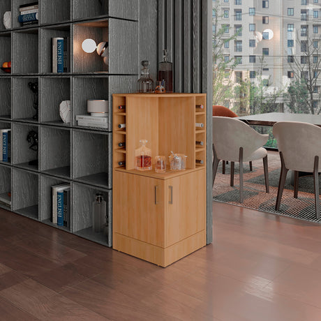 Bar Esquinero Jakes Fresno Europeo 46.9x108cm con Ocho Portabotellas y Cuatro Compartimientos - BARES | Bylmo