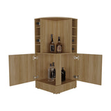 Bar Esquinero Jakes Fresno Europeo 46.9x108cm con Ocho Portabotellas y Cuatro Compartimientos - BARES | Bylmo