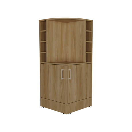 Bar Esquinero Jakes Fresno Europeo 46.9x108cm con Ocho Portabotellas y Cuatro Compartimientos - BARES | Bylmo