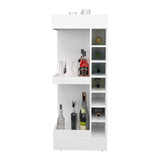 Bar Esquinero Lyman Blanco 46.6x116cm con Catorce Portabotellas y Tres Compartimientos - BARES | Bylmo