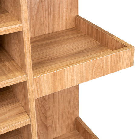 Bar Esquinero Lyman Fresno Europeo 46.6x116cm con Catorce Portabotellas y Tres Compartimientos - BARES | Bylmo