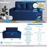 Sofá Cama Germano Azul 150x90cm Reclinable con Dos Cojines decorativos - SOFAS Y POLTRONAS | Bylmo