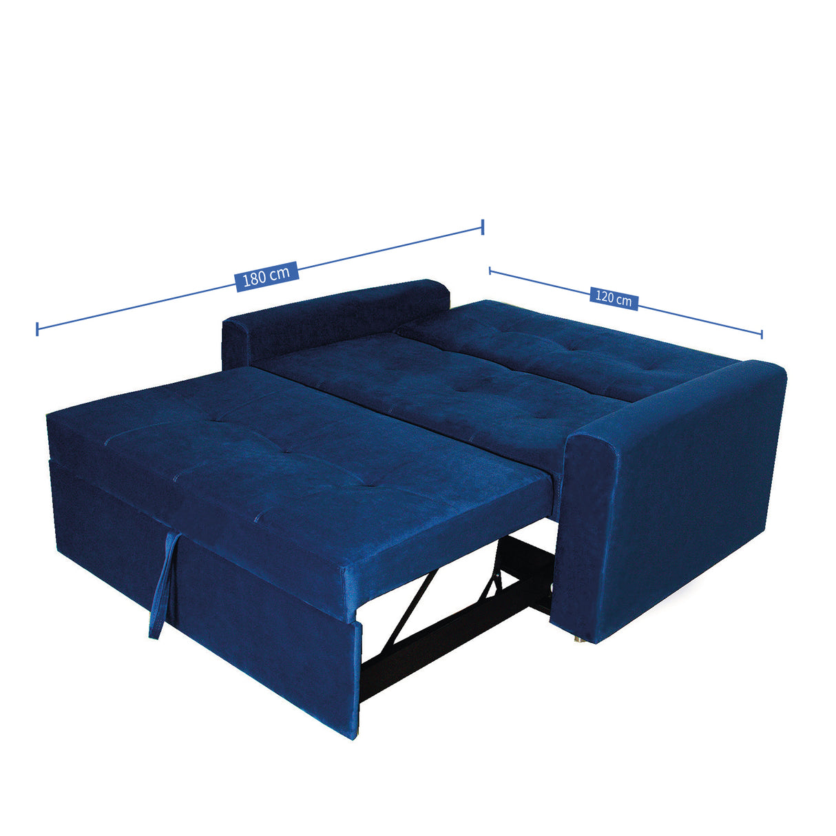 Sofá Cama Germano Azul 150x90cm Reclinable con Dos Cojines decorativos - SOFAS Y POLTRONAS | Bylmo