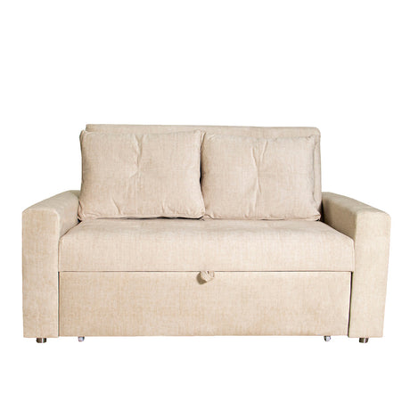 Sofá Cama Germano Beige 150x90cm Reclinable con Dos Cojines decorativos - SOFAS Y POLTRONAS | Bylmo