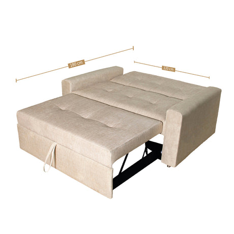Sofá Cama Germano Beige 150x90cm Reclinable con Dos Cojines decorativos - SOFAS Y POLTRONAS | Bylmo
