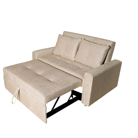 Sofá Cama Germano Beige 150x90cm Reclinable con Dos Cojines decorativos - SOFAS Y POLTRONAS | Bylmo