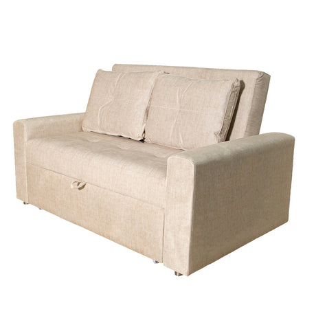 Sofá Cama Germano Beige 150x90cm Reclinable con Dos Cojines decorativos - SOFAS Y POLTRONAS | Bylmo