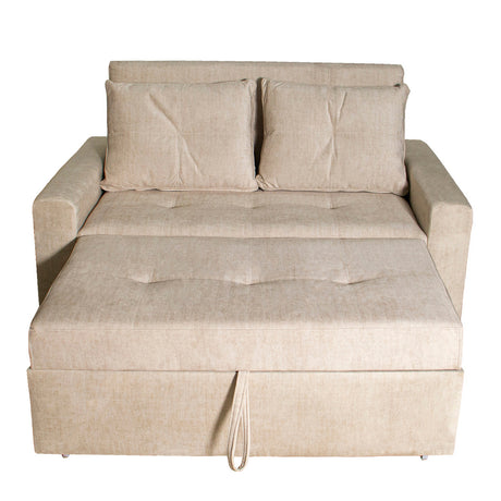 Sofá Cama Germano Beige 150x90cm Reclinable con Dos Cojines decorativos - SOFAS Y POLTRONAS | Bylmo