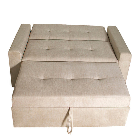 Sofá Cama Germano Beige 150x90cm Reclinable con Dos Cojines decorativos - SOFAS Y POLTRONAS | Bylmo