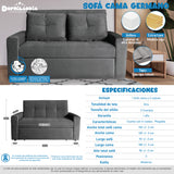 Sofá Cama Germano Gris 150x90cm Reclinable con Dos Cojines decorativos - SOFAS Y POLTRONAS | Bylmo