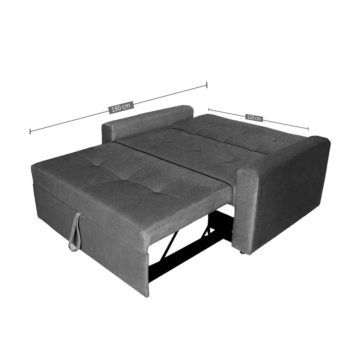 Sofá Cama Germano Gris 150x90cm Reclinable con Dos Cojines decorativos - SOFAS Y POLTRONAS | Bylmo