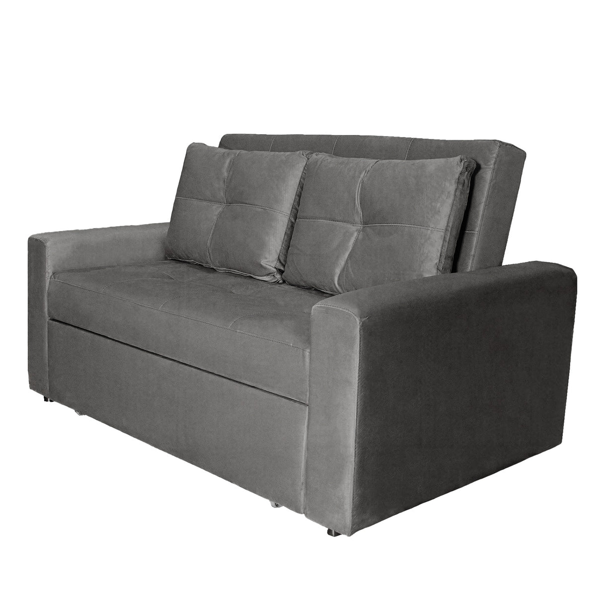 Sofá Cama Germano Gris 150x90cm Reclinable con Dos Cojines decorativos - SOFAS Y POLTRONAS | Bylmo