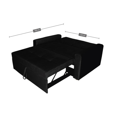 Sofá Cama Germano Negro 150x90cm Reclinable con Dos Cojines decorativos - SOFAS Y POLTRONAS | Bylmo