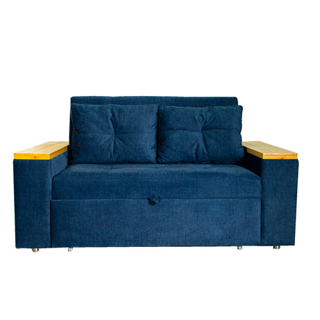 Sofá Cama Ingles Azul 160x90cm Reclinable con Dos Cojines decorativos - SOFAS Y POLTRONAS | Bylmo
