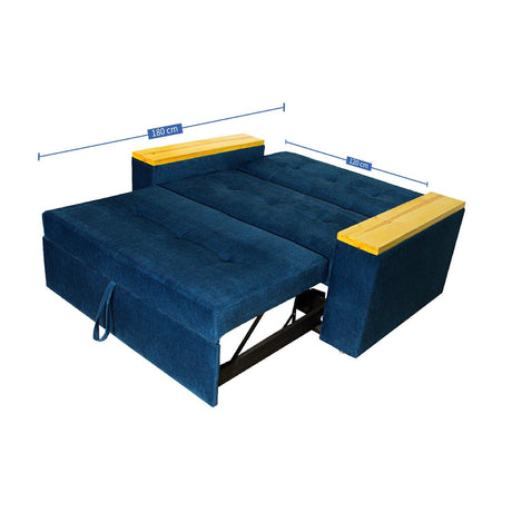 Sofá Cama Ingles Azul 160x90cm Reclinable con Dos Cojines decorativos - SOFAS Y POLTRONAS | Bylmo