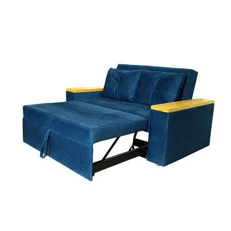 Sofá Cama Ingles Azul 160x90cm Reclinable con Dos Cojines decorativos - SOFAS Y POLTRONAS | Bylmo
