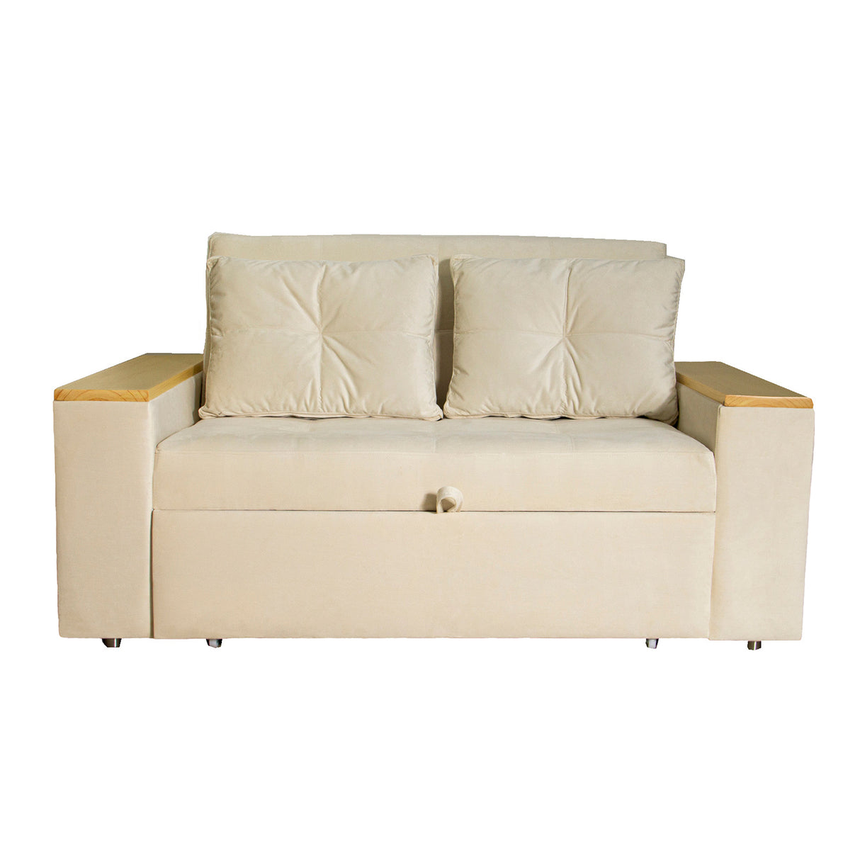 Sofá Cama Ingles Beige 160x90cm Reclinable con Dos Cojines decorativos - SOFAS Y POLTRONAS | Bylmo
