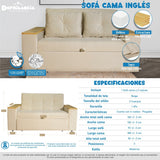 Sofá Cama Ingles Beige 160x90cm Reclinable con Dos Cojines decorativos - SOFAS Y POLTRONAS | Bylmo