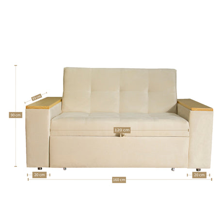 Sofá Cama Ingles Beige 160x90cm Reclinable con Dos Cojines decorativos - SOFAS Y POLTRONAS | Bylmo