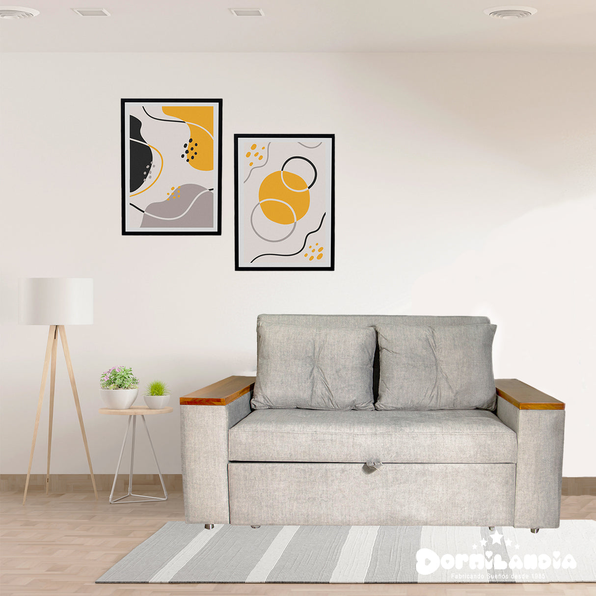 Sofá Cama Ingles Gris 160x90cm Reclinable con Dos Cojines decorativos - SOFAS Y POLTRONAS | Bylmo