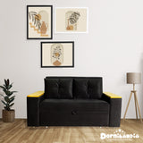 Sofá Cama Ingles Negro 160x90cm Reclinable con Dos Cojines decorativos - SOFAS Y POLTRONAS | Bylmo