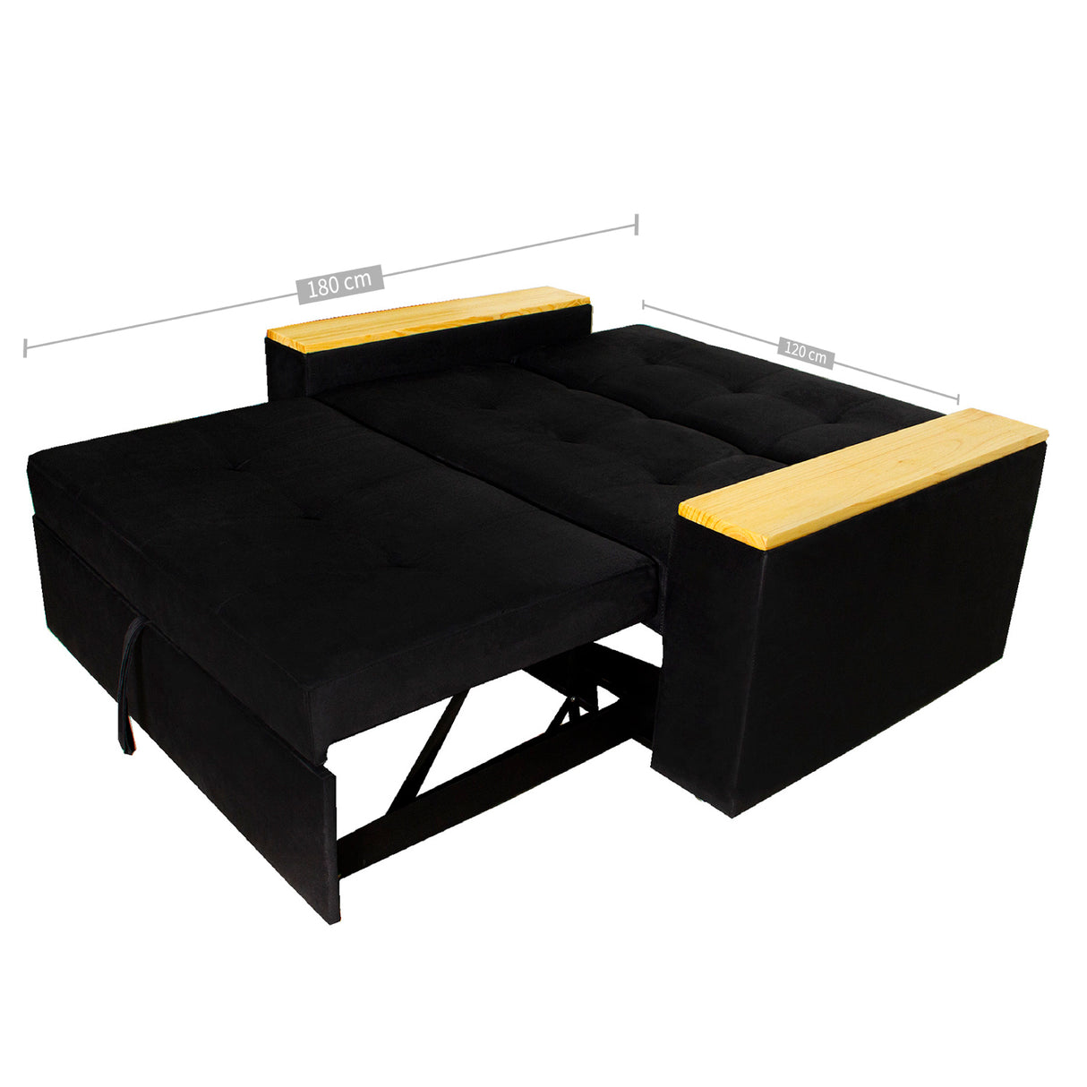 Sofá Cama Ingles Negro 160x90cm Reclinable con Dos Cojines decorativos - SOFAS Y POLTRONAS | Bylmo