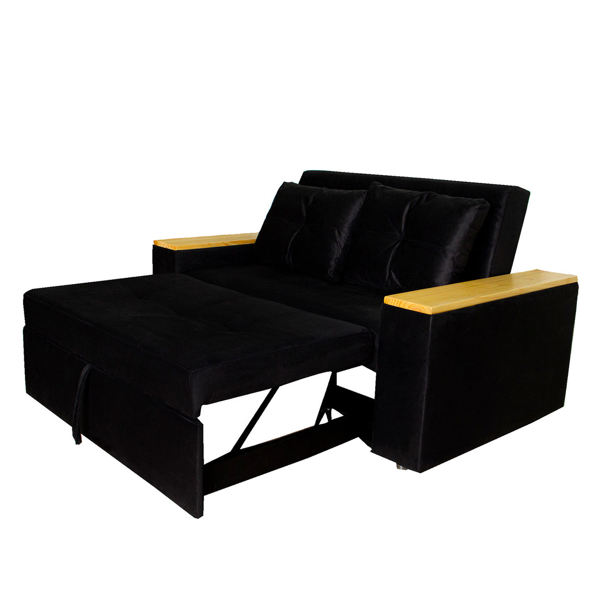Sofá Cama Ingles Negro 160x90cm Reclinable con Dos Cojines decorativos - SOFAS Y POLTRONAS | Bylmo