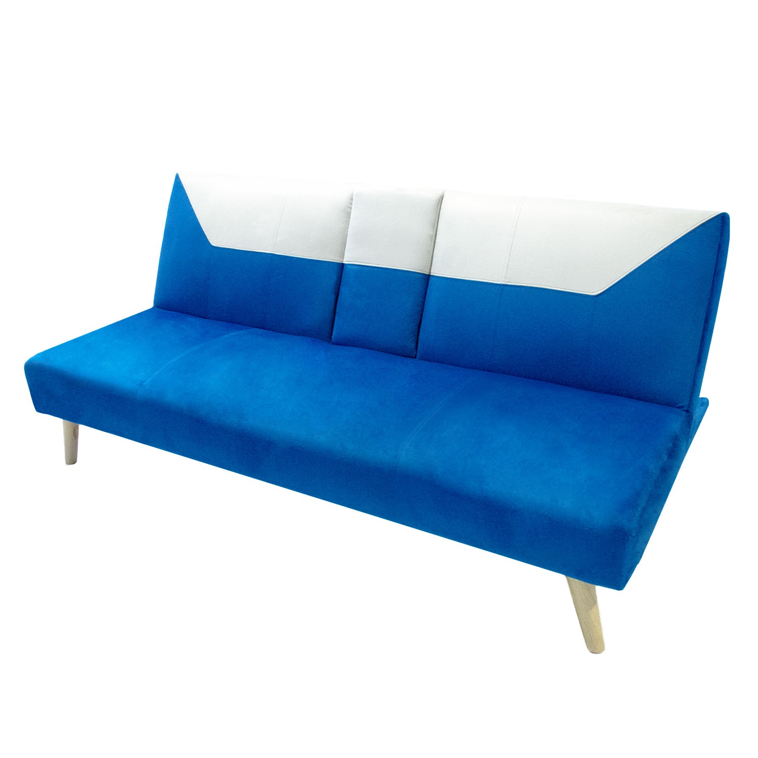 Sofá Cama Pekín Azul y Beige 104x83cm con Portavasos y Conexión USB y Tipo C - SOFAS Y POLTRONAS | Bylmo
