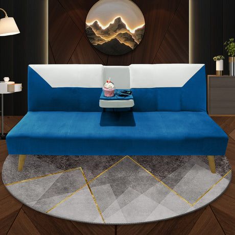 Sofá Cama Pekín Azul y Beige 104x83cm con Portavasos y Conexión USB y Tipo C - SOFAS Y POLTRONAS | Bylmo
