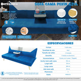 Sofá Cama Pekín Azul y Beige 104x83cm con Portavasos y Conexión USB y Tipo C - SOFAS Y POLTRONAS | Bylmo