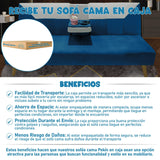 Sofá Cama Pekín Azul y Beige 104x83cm con Portavasos y Conexión USB y Tipo C - SOFAS Y POLTRONAS | Bylmo