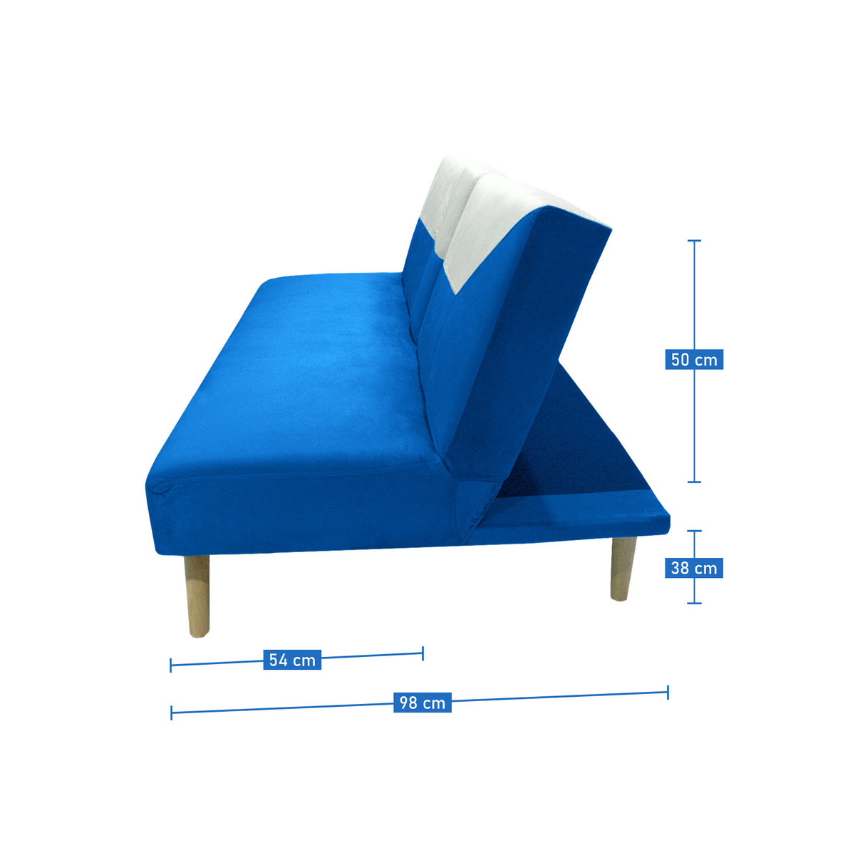 Sofá Cama Pekín Azul y Beige 104x83cm con Portavasos y Conexión USB y Tipo C - SOFAS Y POLTRONAS | Bylmo