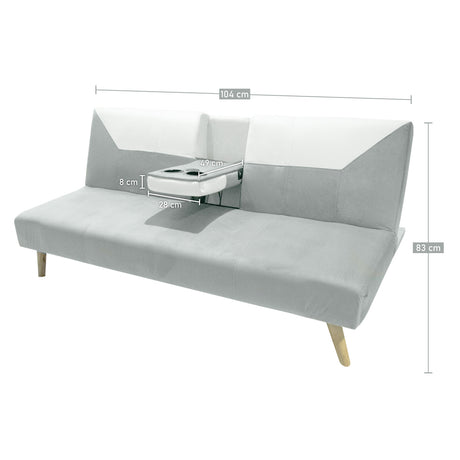 Sofá Cama Pekín Gris y Beige 104x83cm con Portavasos y Conexión USB y Tipo C - SOFAS Y POLTRONAS | Bylmo