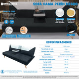 Sofá Cama Pekín Negro y Beige 104x83cm con Portavasos y Conexión USB y Tipo C - SOFAS Y POLTRONAS | Bylmo