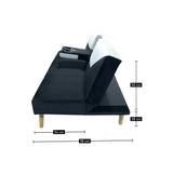 Sofá Cama Pekín Negro y Beige 104x83cm con Portavasos y Conexión USB y Tipo C - SOFAS Y POLTRONAS | Bylmo