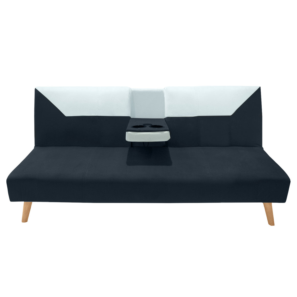 Sofá Cama Pekín Negro y Beige 104x83cm con Portavasos y Conexión USB y Tipo C - SOFAS Y POLTRONAS | Bylmo