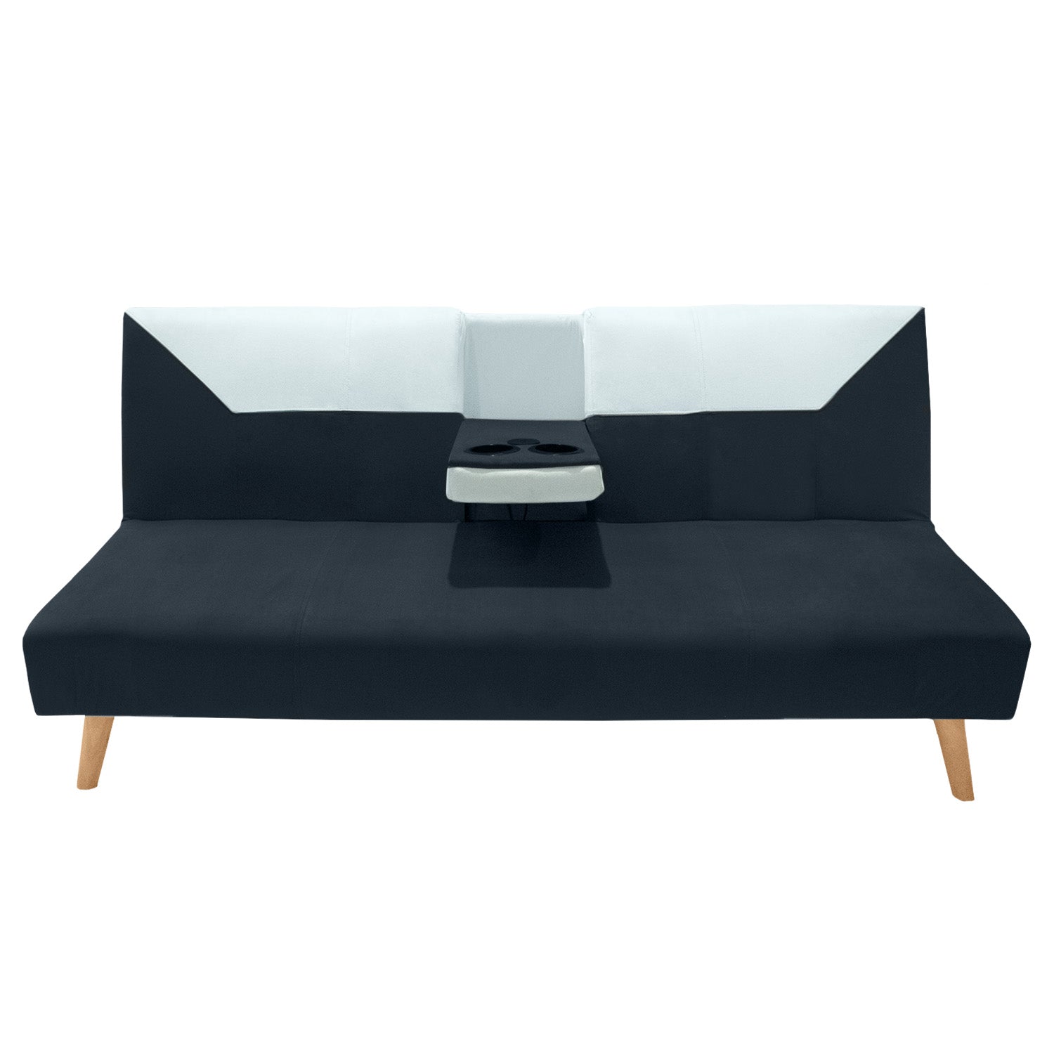 Sofá Cama Pekín Negro y Beige 104x83cm con Portavasos y Conexión USB y Tipo C - SOFAS Y POLTRONAS | Bylmo