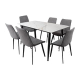 Comedor Berlín Gris 80x75cm Rectangular de Seis Puestos con Seis Sillas - COMEDORES | Bylmo