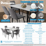 Comedor Berlín Gris 80x75cm Rectangular de Seis Puestos con Seis Sillas - COMEDORES | Bylmo
