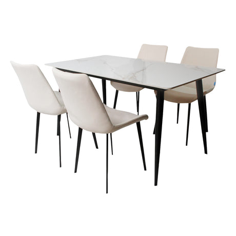 Comedor Berlín Beige 80x75cm Rectangular de Cuatro Puestos con Cuatro Sillas - COMEDORES | Bylmo