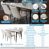 Comedor Berlín Beige 80x75cm Rectangular de Cuatro Puestos con Cuatro Sillas - COMEDORES | Bylmo