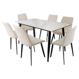 Comedor Berlín Beige 80x75cm Rectangular de Seis Puestos con Seis Sillas - COMEDORES | Bylmo